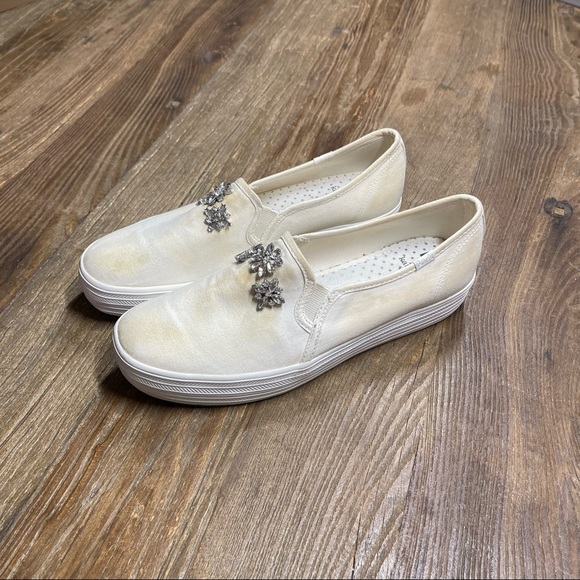Kate Spade White Crystal Rhinestone Jewel Keds Sneakers Tennis Walking Shoes 8.5 - Picture 2 of 10